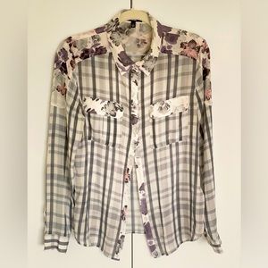 Paige plaid silk blouse size S